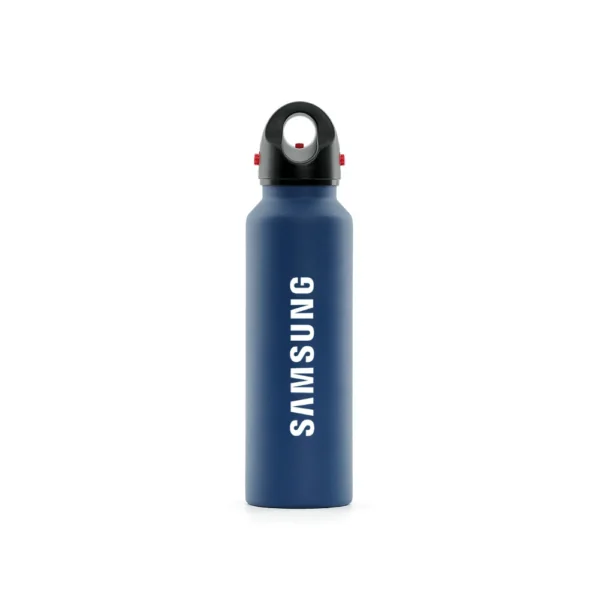 Garrafa térmica azul com logo corporativo 620ml