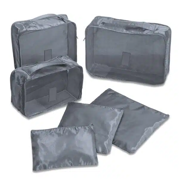 Kit necessaire brinde corporativo nas cores azul cinza preto e vinho