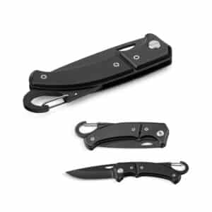 Canivete Personalizado Metal Inox com Fecho e Mosquetão 9.7cm