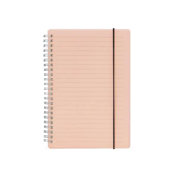 Caderno plástico azul com pauta gravação silk corporativo