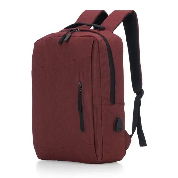 Mochila azul notebook gravação laser placa metal empresa