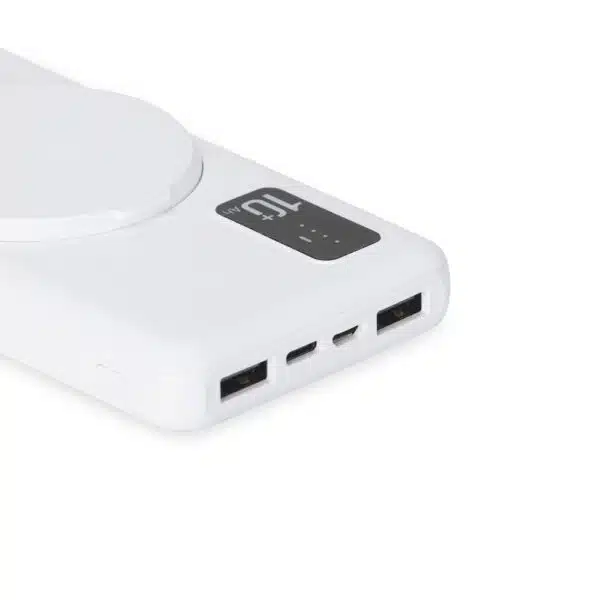 Carregador portátil indução branco com marca corporativa