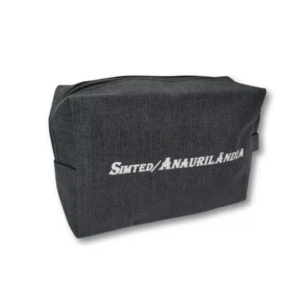 Nécessaire nylon azul personalizada com marca da empresa