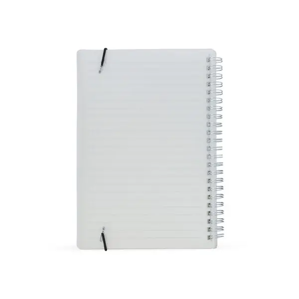 Brinde corporativo caderno plástico transparente com pauta