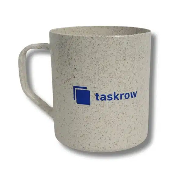 Caneca corporativa bege 400ml com logo silk 1 cor