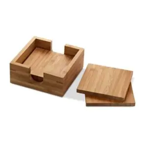 Kit 4 porta copos natural personalizado com gravação laser corporativo