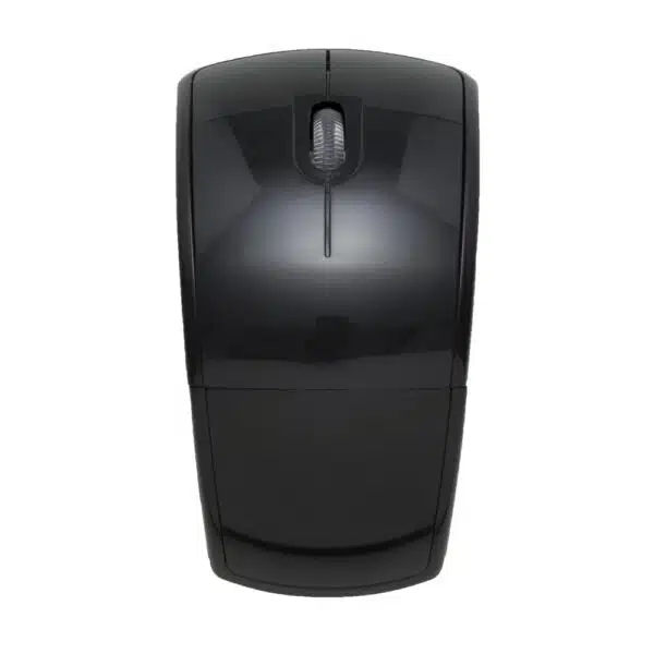 Brinde corporativo mouse sem fio preto gravação UV digital silk