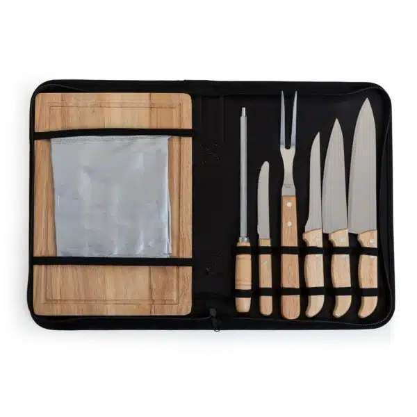 Brinde empresarial kit churrasco em madeira com logo