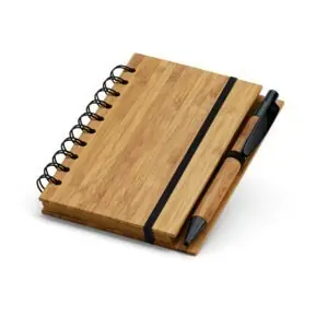 Caderno Ecológico Personalizado Bambu com Pauta A6 14,8x10,5cm