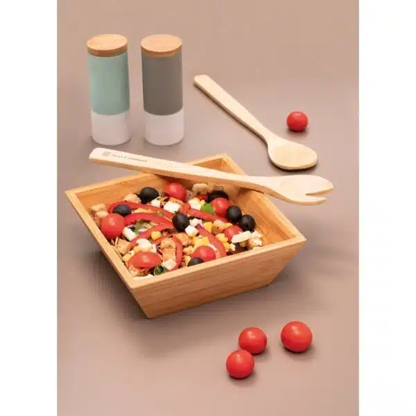 Brinde corporativo saladeira bambu personalizado natural