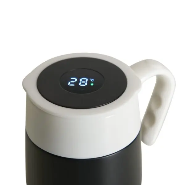Caneca térmica preta com display LED gravação laser