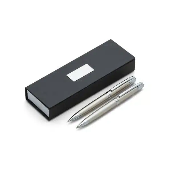 Kit caneta lapiseira corporativo cromado personalizado