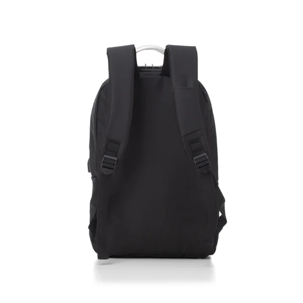 Mochila cinza com placa metal para presente corporativo