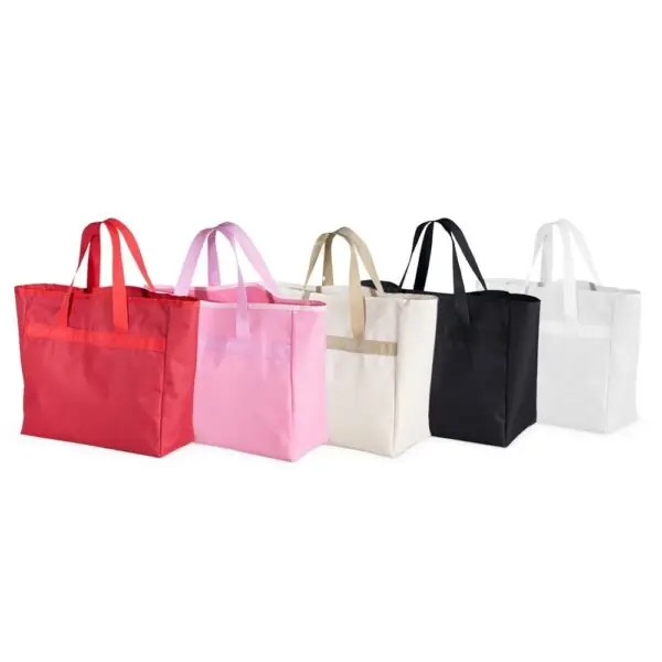 Sacola corporativa nylon vermelha personalizada silk eventos