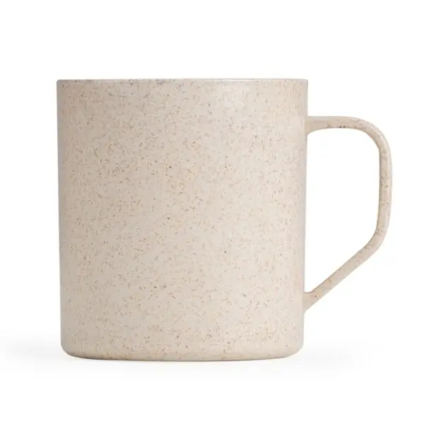 Brinde corporativo caneca fibra de arroz bege gravação silk
