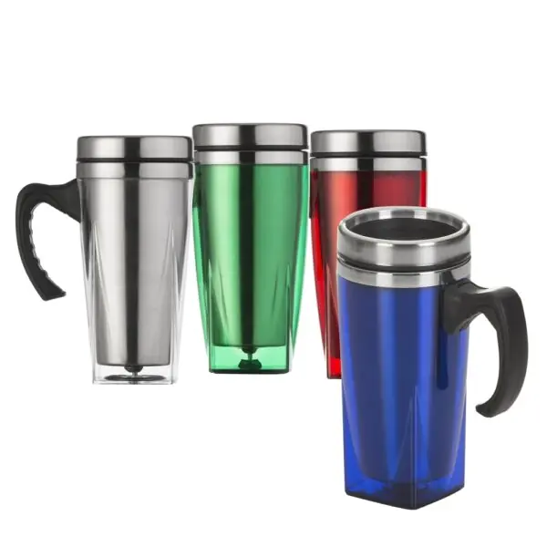 Caneca corporativa acrílica azul gravação UV digital 450ml
