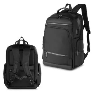 Mochila personalizada premium preta para brindes corporativos