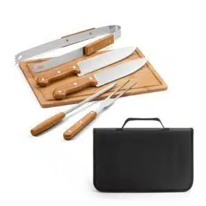 Kit Churrasco Personalizado GARLIC KING com Estojo, Tábua e 5 Peças - HUBSP-94142
