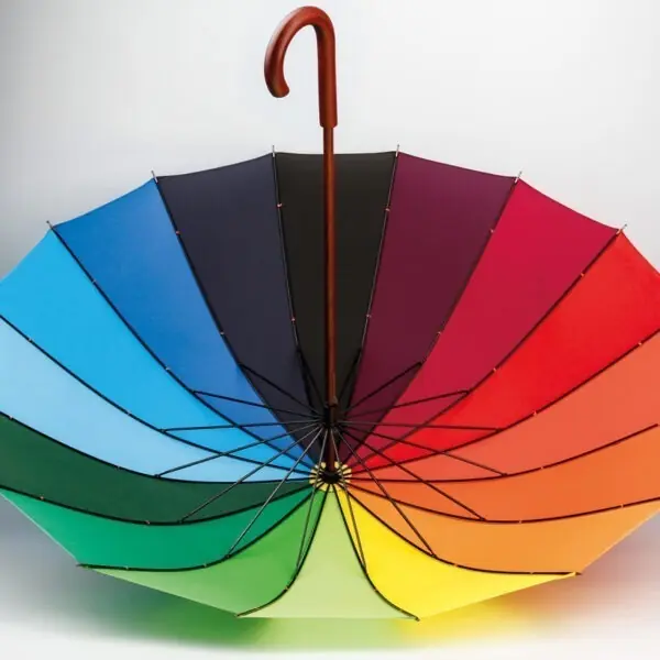 Brinde corporativo guarda chuva colorido com logo empresa