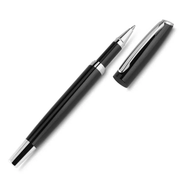 Caneta metal preto prata brinde executivo com logo