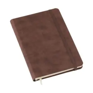 MIN. 155 UN. - (21x14 cm) Caderno Personalizado Tipo Moleskine (MARROM) - HUBLU-3587/82