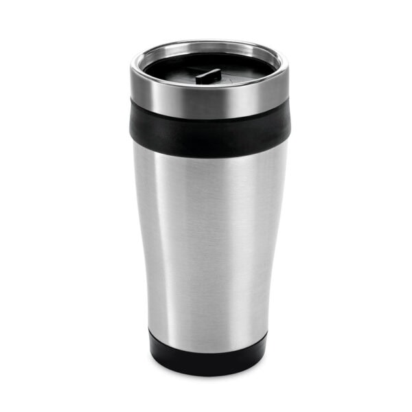Copo térmico personalizado para viagem azul e preto