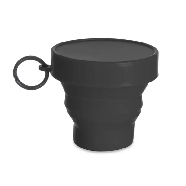 Copo retrátil silicone azul com logo silk 1 cor empresa