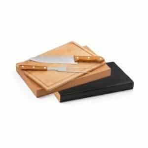 Kit Churrasco Personalizado 3 Peças Tábua Bambu Caixa Kraft