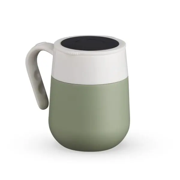 Caneca térmica verde claro gravação laser corporativa