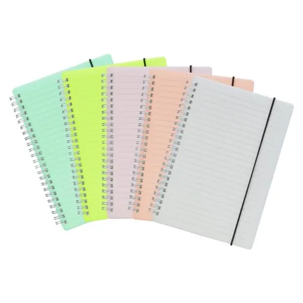 Caderno A5 plástico azul com logo gravação UV digital