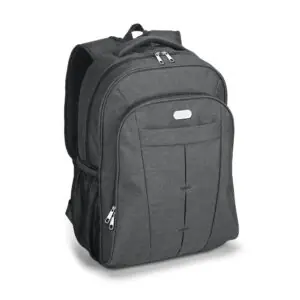 Mochila personalizada cinza com gravação corporativa