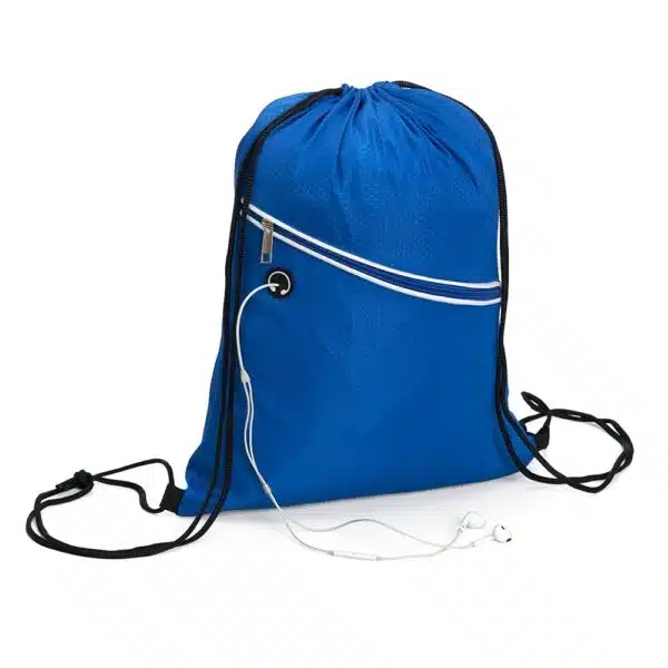 Mochila saco azul com gravação silk 1 cor para empresas