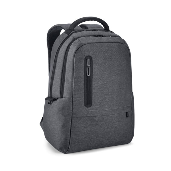 Mochila cinza para brindes corporativos com logo