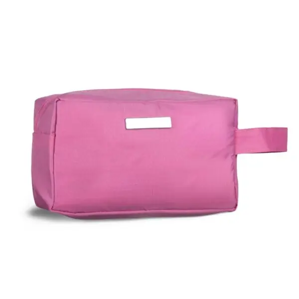 Necessaire azul escuro com logo gravado a laser empresa