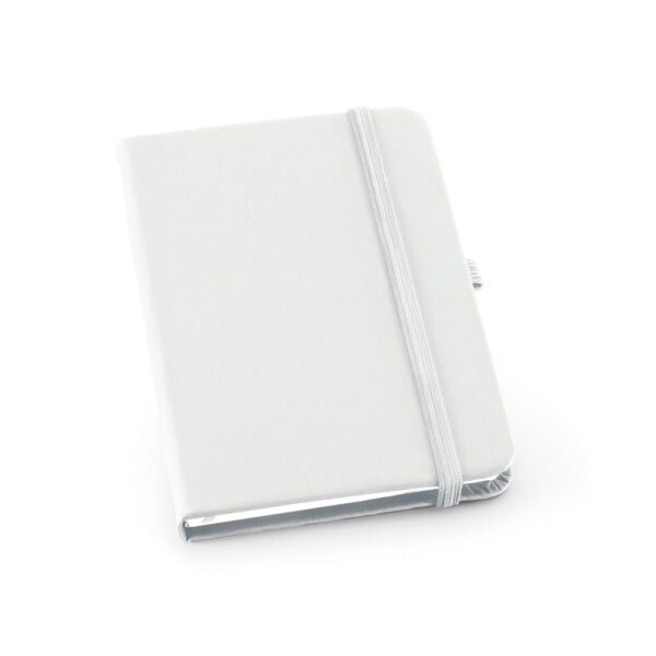 Caderno executivo couro sintético com logo azul corporativo