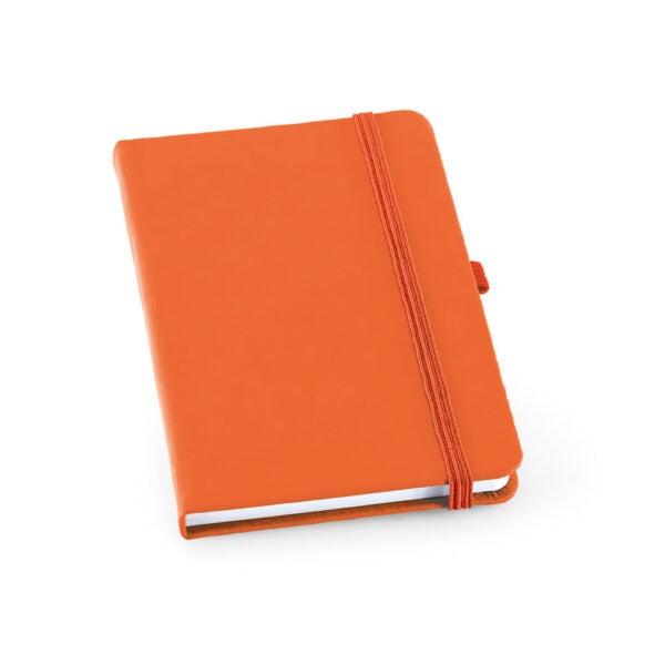 Caderno corporativo sem pauta couro sintético vermelho logo