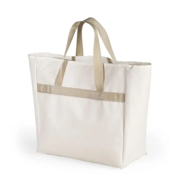 Sacola nylon branca com logo empresa gravação silk brinde
