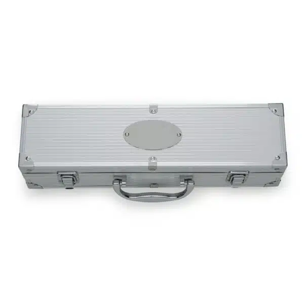 Brinde corporativo kit churrasco prata com logo gravado laser
