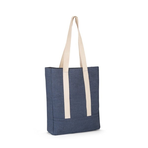 Brinde corporativo sacola azul silk 1 cor com logotipo