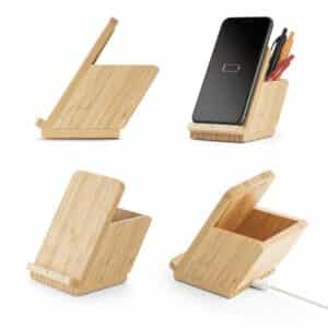 Powerbank corporativo em bambu com gravação laser logo