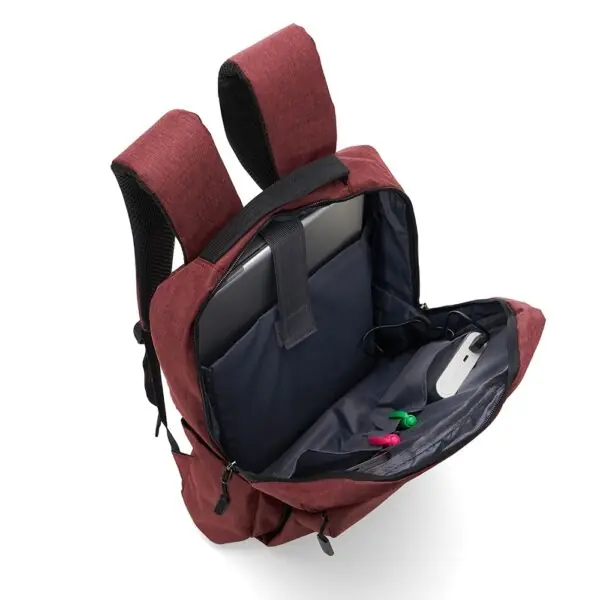 Mochila corporativa vermelha bordado para eventos B2B