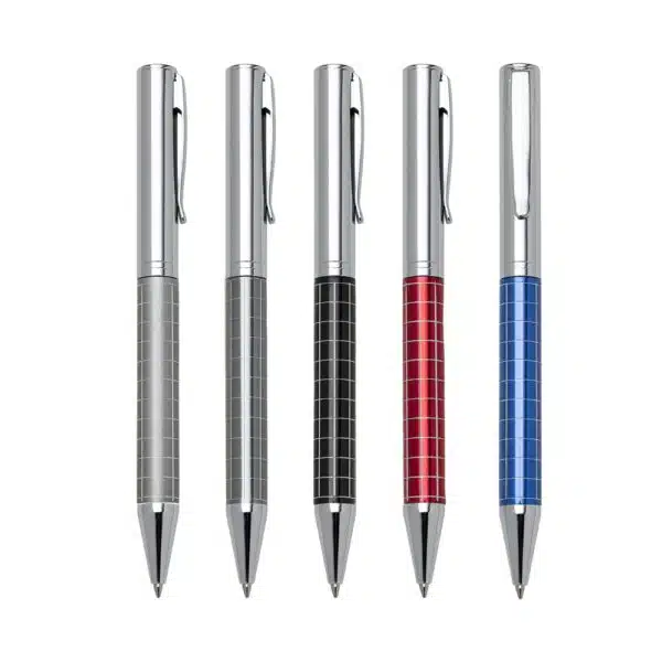 Brinde corporativo caneta metal cromada com logo empresa laser