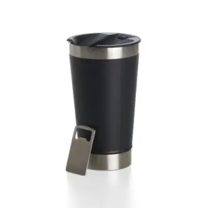 Copo térmico personalizado 500ml preto com abridor laser