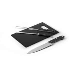 Kit Churrasco Personalizado 3 Peças Estojo Tábua com Garfo e Faca