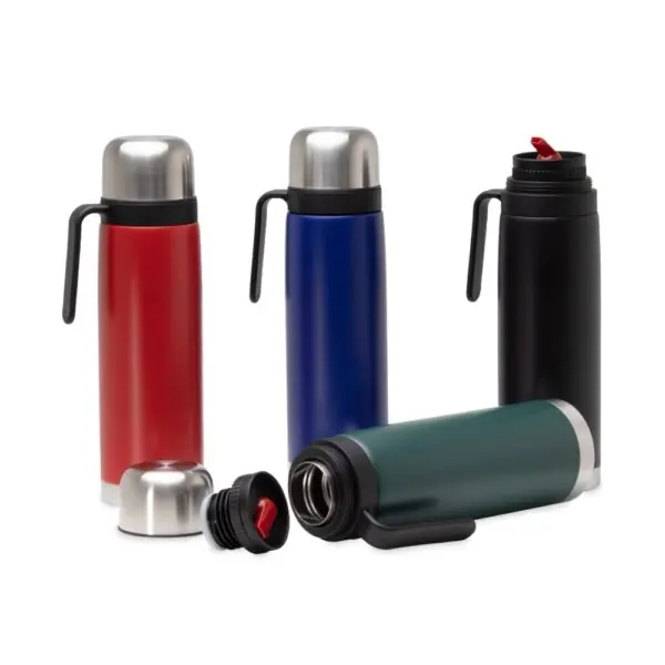 Garrafa térmica azul com logo empresarial 750ml