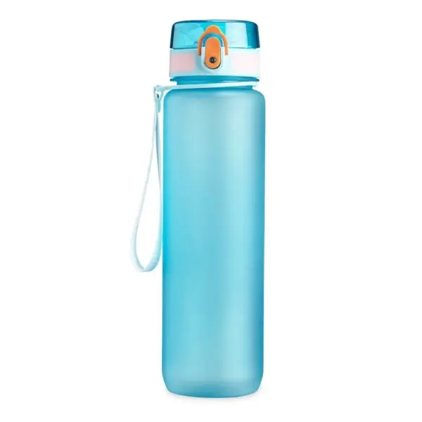 Garrafa plástica personalizada azul gravação UV