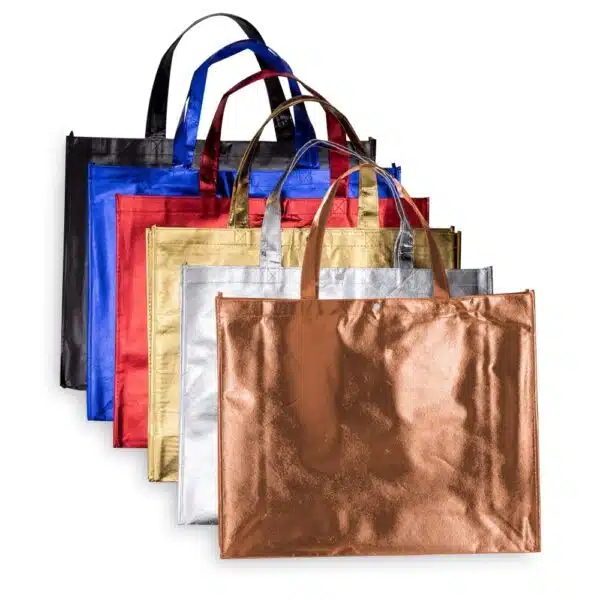 Sacola personalizada TNT metalizada corporativa silk