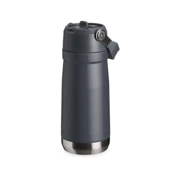 Brinde garrafa térmica azul personalizada com logo laser