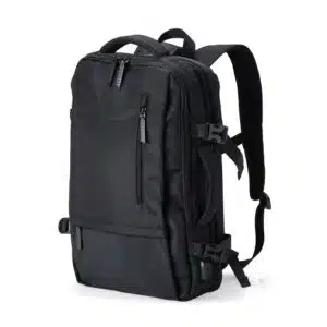 Mochila personalizada preta para brindes corporativos