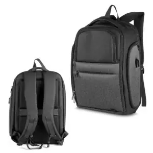 Mochila personalizada premium preta para brindes corporativos